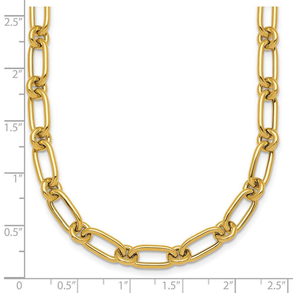 14K Gelbgold Poliert 6mm Oval und Kreis Glieder 18 Zoll Halskette
