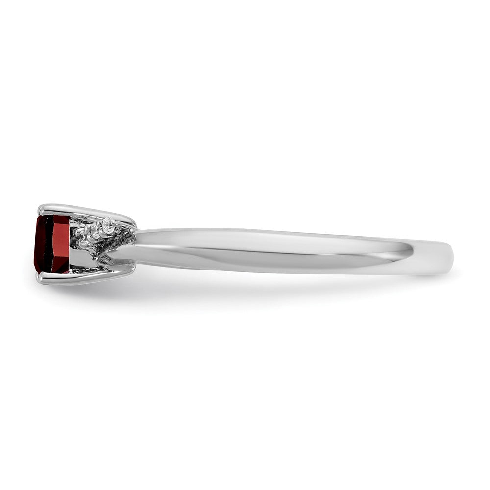 14K Weißgold Poliert Diamant und Granat Mode Ring