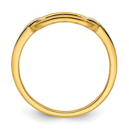 14K Gelbgold poliert Diamant-Glieder-Ring
