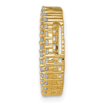 14K Gelbgold Poliert 3/8 Karat Diamant Kreis Kette Anhänger