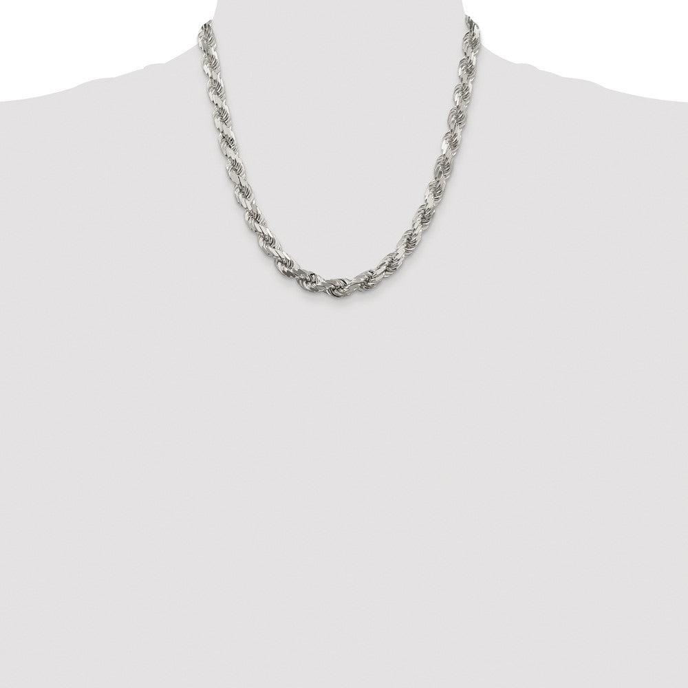 Sterlingsilber Rhodiniert 7.8mm Diamantiert Kordel Halskette