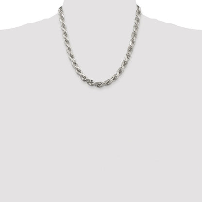 Sterlingsilber Rhodiniert 7.8mm Diamantiert Kordel Halskette