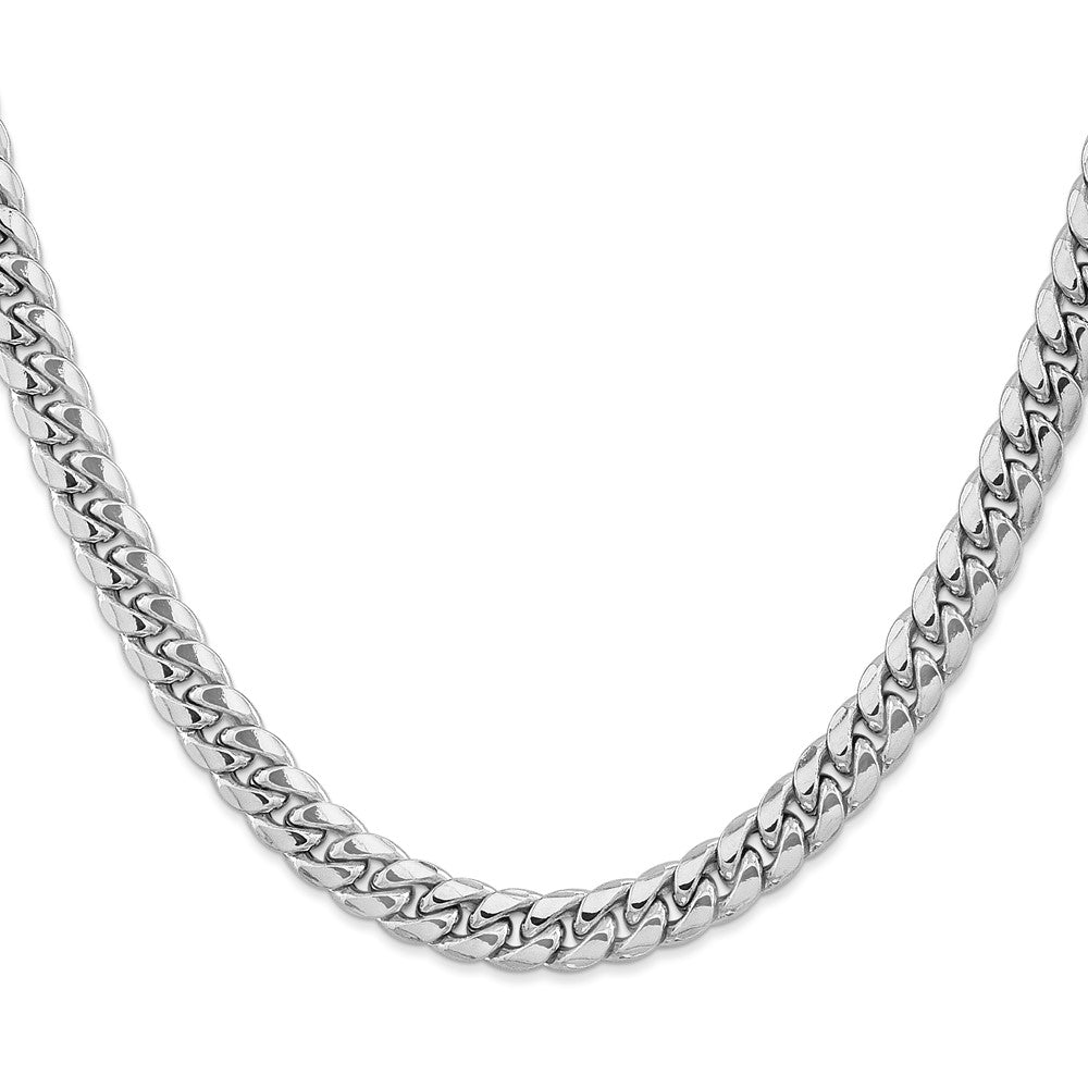 14K Weißgold 7.3mm Halbmassiv Miami Kubanisch Halskette
