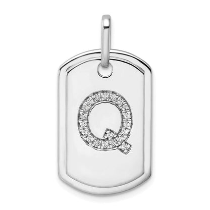 14K Weißgold Diamant-Initial-Q-Erkennungsmarke-Charm