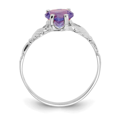 14K Weißgold June Zirkonia Herz Geburtsstein Claddagh Ring