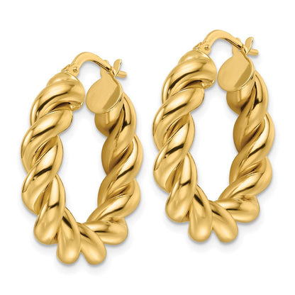 14K Gelbgold Poliert 5.3mm Hohl Gedreht Rund Creolen
