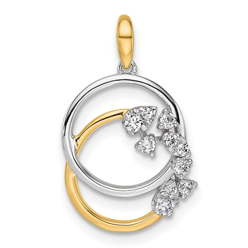 14K Bicolor Gold Polierter Diamant-Anhänger mit verschlungenen Kreisen, 0,2 ct
