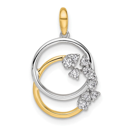 14K Bicolor Gold Polierter Diamant-Anhänger mit verschlungenen Kreisen, 0,2 ct