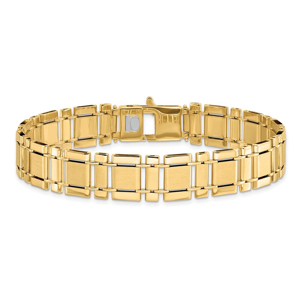 14K Gelbgold Herren Gebürstet und Poliert Glieder 8.5 Zoll Armband