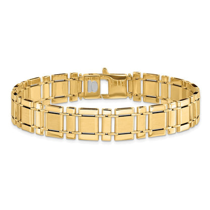 14K Gelbgold Herren Gebürstet und Poliert Glieder 8.5 Zoll Armband