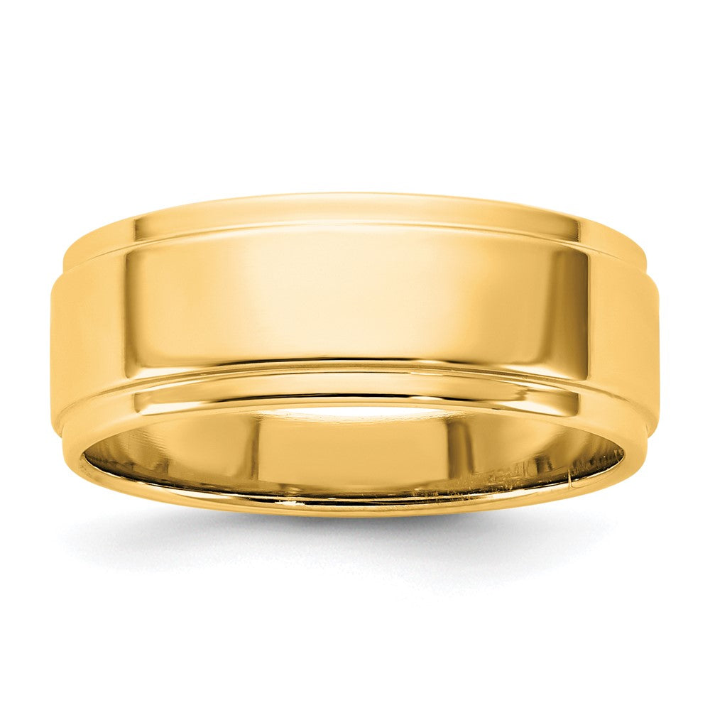 14K Gelbgold 7 mm flacher Ehering mit Stufenkante