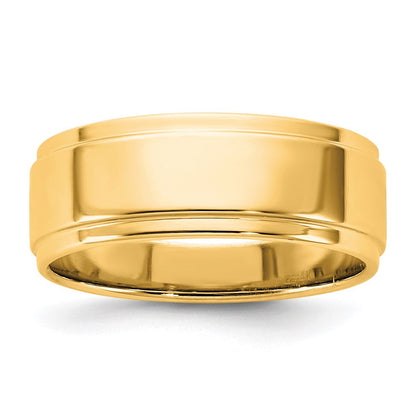 14K Gelbgold 7 mm flacher Ehering mit Stufenkante