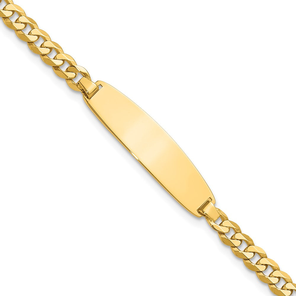 14K Gelbgold Poliert Massiv Kette/solid Platte Flach Panzer Glieder Abgerundet 32.5x7.4mm Platte 8 Zoll Id Armband