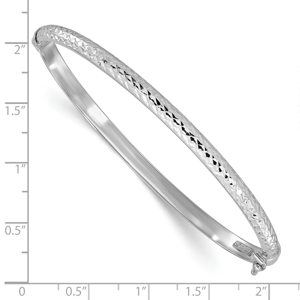 14K Weißgold Poliert Diamantiert 4.00mm Klappbar Oval Armreif Armband