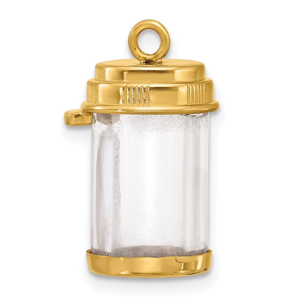 14K Gelbgold Fancy Pillendose-Charm
