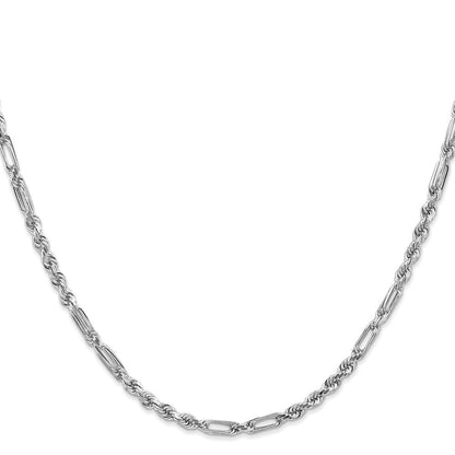 14K Weißgold 3.0mm Diamantiert Milano Kordel Halskette