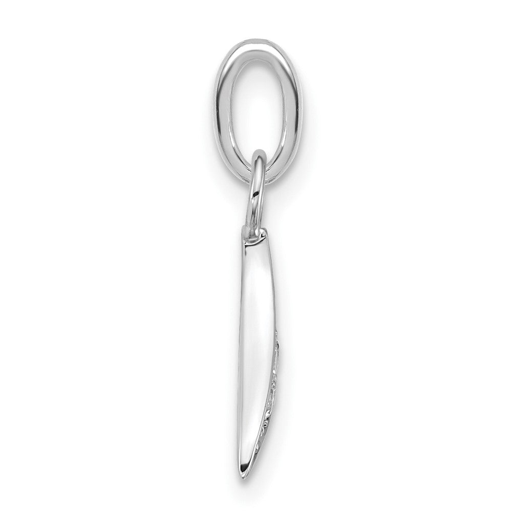 14K Weißgold Charm Wal-Flosse poliert mit Diamant
