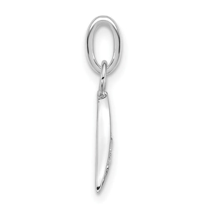 14K Weißgold Charm Wal-Flosse poliert mit Diamant