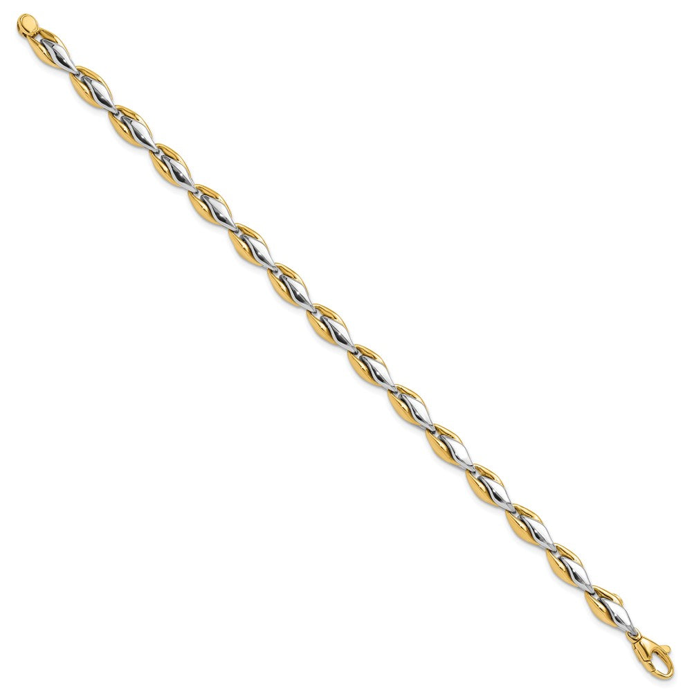 14K Bicolor Gold Bicolor Poliert 5.6mm Fantasieglieder Gliederarmband