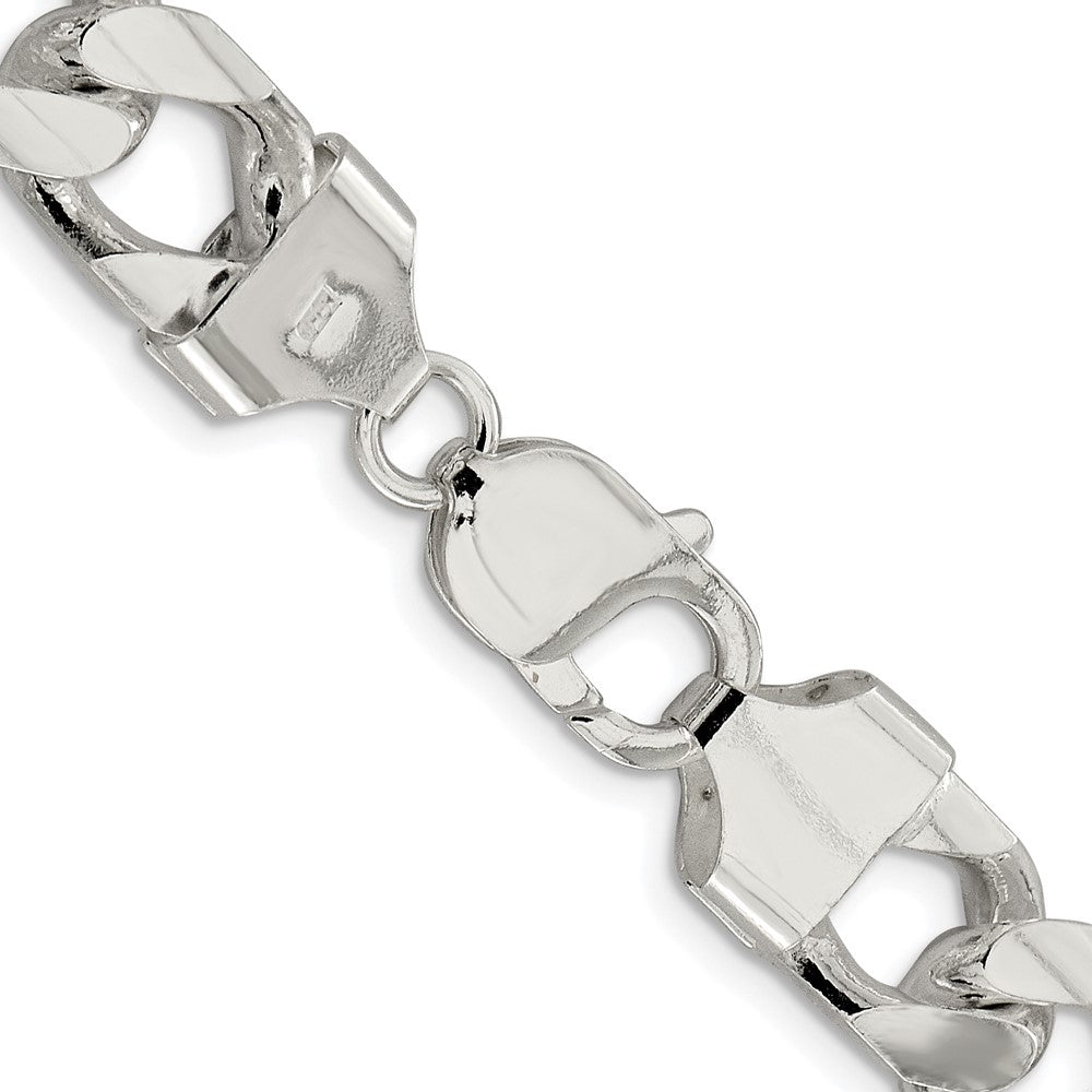 Sterlingsilber Rhodiniert 11mm Gewölbt mit Seite Diamantiert Panzer Halskette