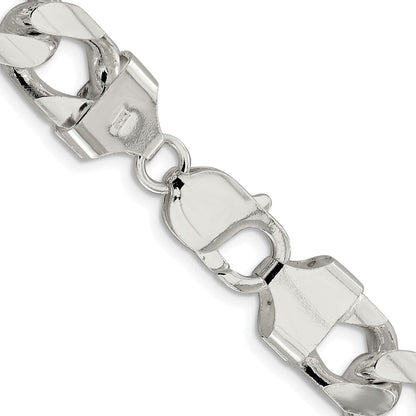 Sterlingsilber Rhodiniert 11mm Gewölbt mit Seite Diamantiert Panzer Halskette