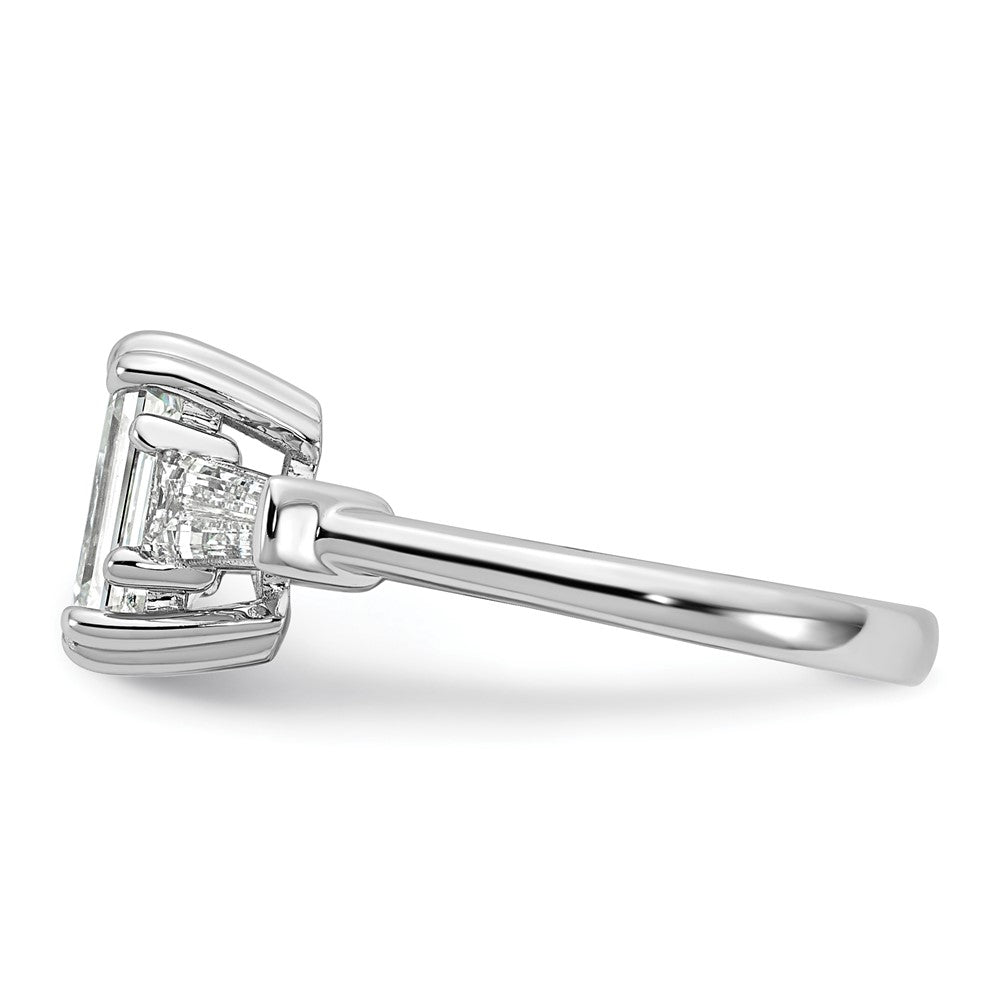 14K Weißgold 3/4ct Im Labor Gezüchtet Diamant Vs+ F+ Smaragd Mittig Halbfassung Eng Ring