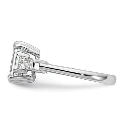 14K Weißgold 3/4ct Im Labor Gezüchtet Diamant Vs+ F+ Smaragd Mittig Halbfassung Eng Ring