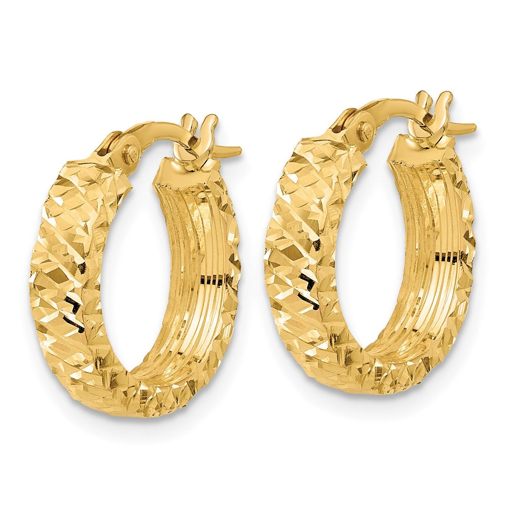 14K Gelbgold Poliert 4mm Diamantiert Creolen