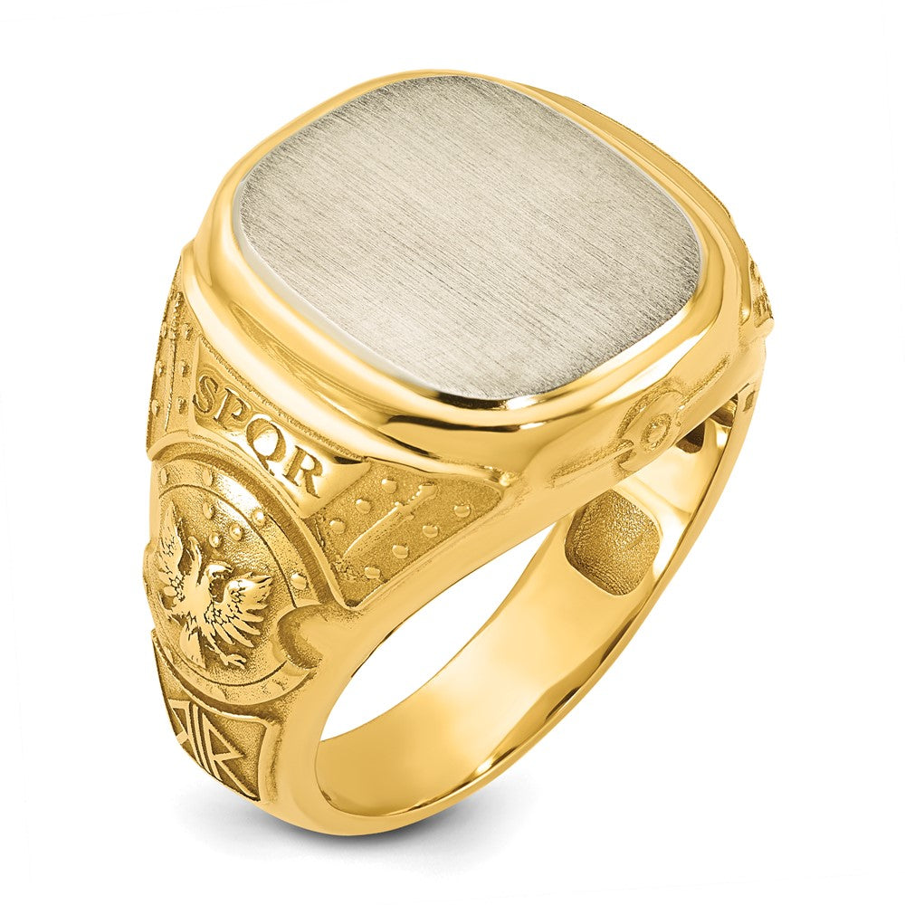 14K Bicolor Gold Gravierbar Quadratisch mit Abgerundet Corners Siegel Ring