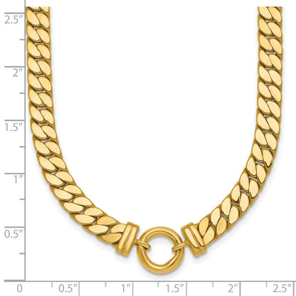 14K Gelbgold Poliert Flach Panzer Glieder mit Mittig Kreis Element 18 Zoll Halskette