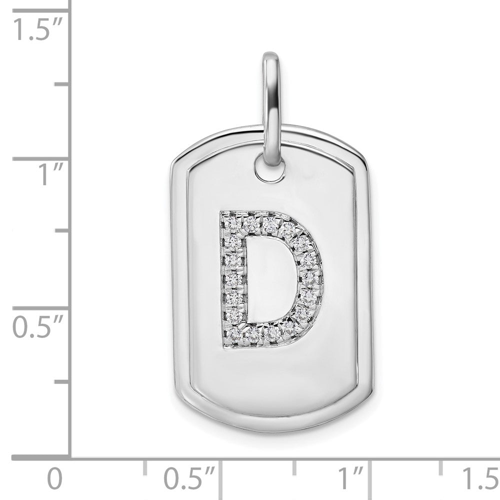14K Weißgold Diamant-Erkennungsmarken-Charm mit Buchstabe D