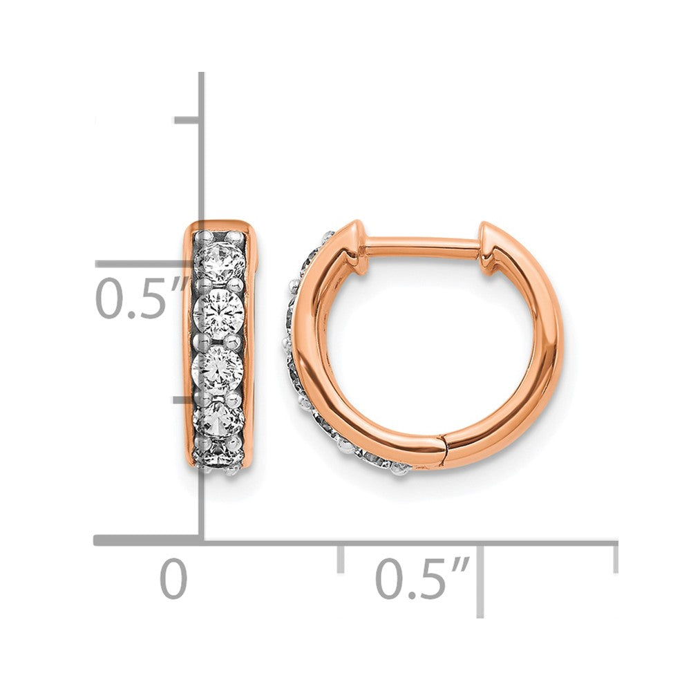 14K Roségold Creolen mit Scharnier und 0,5K Diamanten
