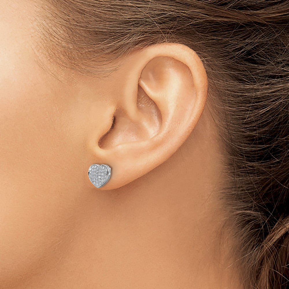 14K Weißgold Ohrstecker mit Herz-Pavé und 0,33K Diamanten