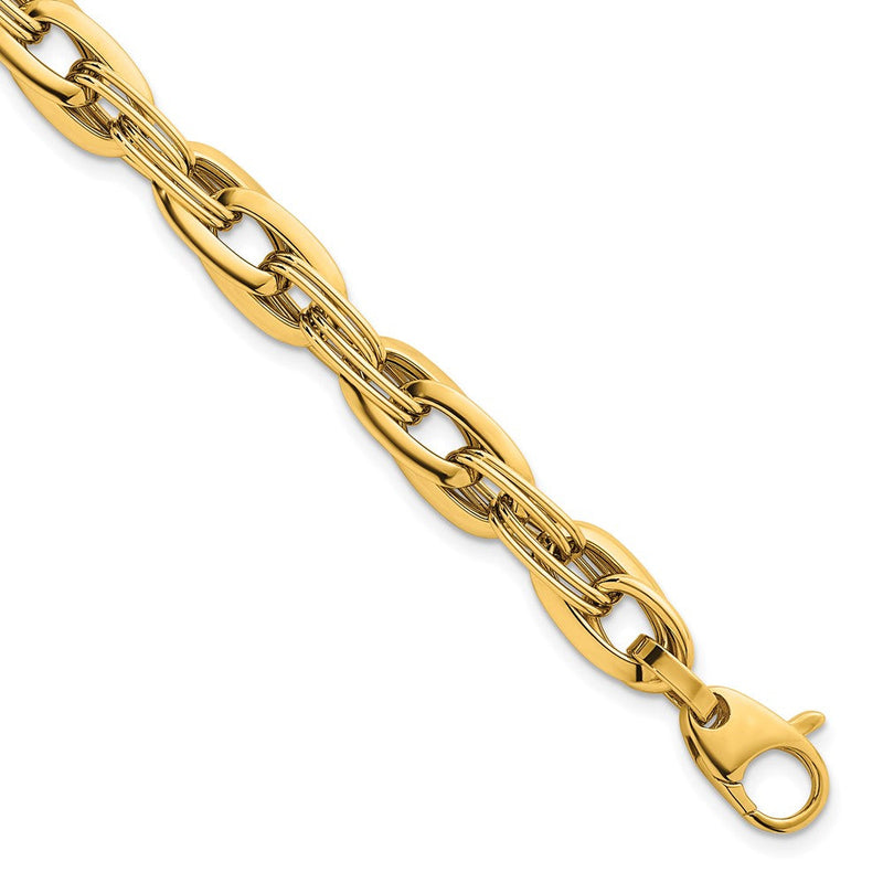 14K Gelbgold Poliert 8.2mm Leicht Fantasieglieder Gliederarmband