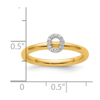 14K Gelbgold Stapelbar Diamant Initiale O Größe 7 Ring
