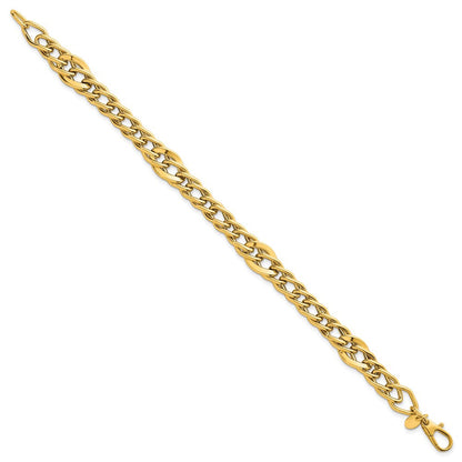 14K Gelbgold Poliert Multi Abgestuft Panzer Glieder Gliederarmband