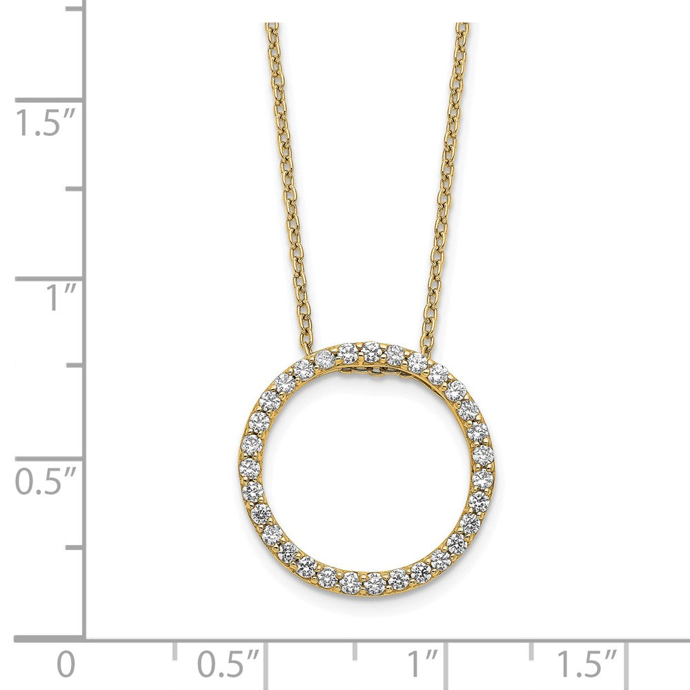 14K Gelbgold Poliert 1/2 Karat Diamant Kreis 18 Zoll Halskette