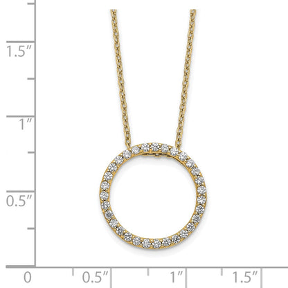 14K Gelbgold Poliert 1/2 Karat Diamant Kreis 18 Zoll Halskette