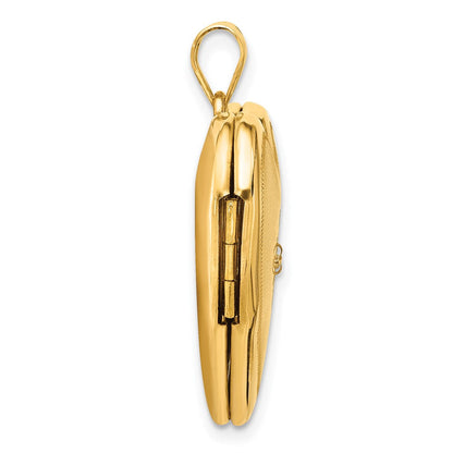 14K Gelbgold Satiniert und Poliert Diamant Stern 24mm Herz Medaillon