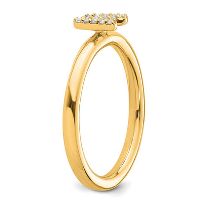 14K Gelbgold Stapelbar Diamant Initiale N Größe 7 Ring