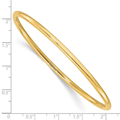 14K Gelbgold Poliert 3.00mm Schieber-on Rund Armreif Armband