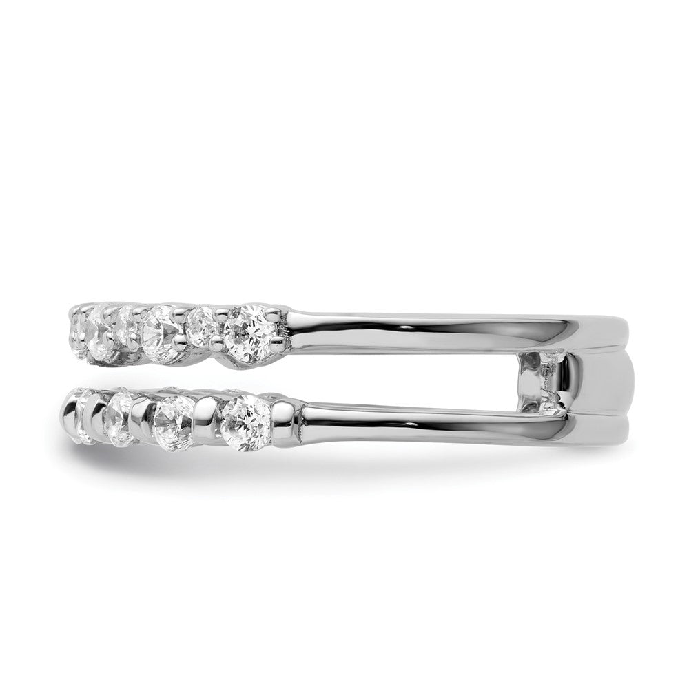 14K Weißgold Diamant Doppel-Ehering, poliert