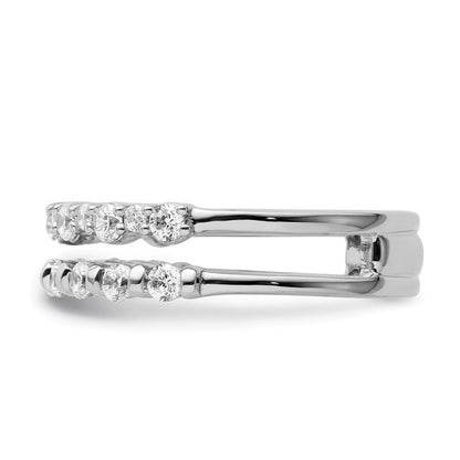 14K Weißgold Diamant Doppel-Ehering, poliert