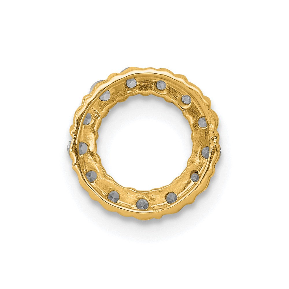 14K Gelbgold Poliert 1/4 Karat Diamant Kreis Kette Anhänger
