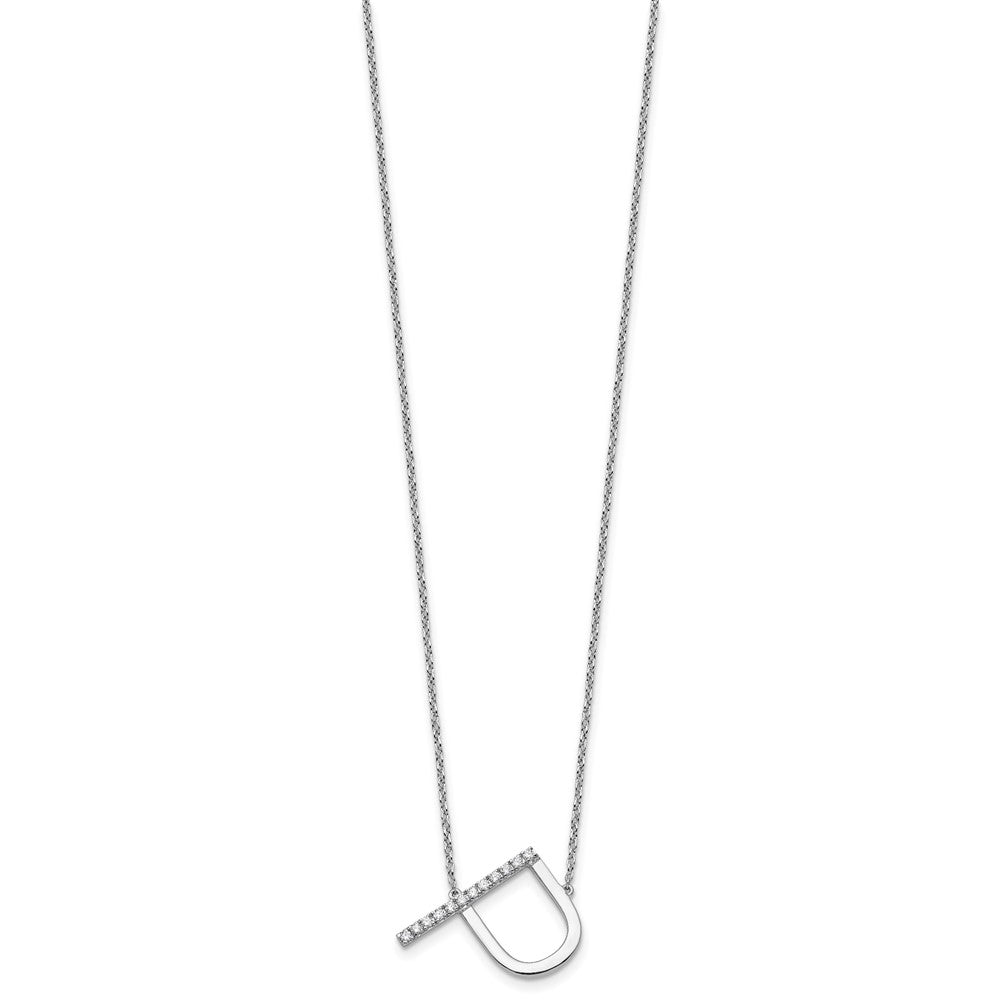 14K Weißgold Seitlich Diamant Initiale P 18 Zoll Halskette
