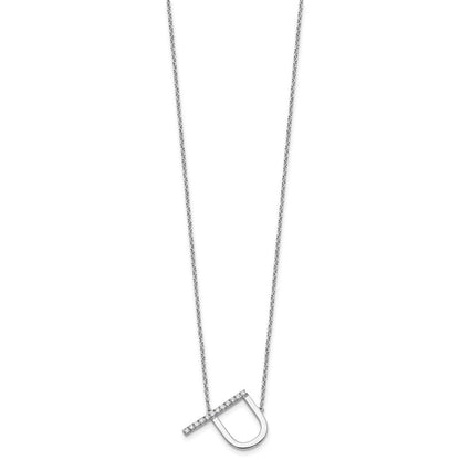 14K Weißgold Seitlich Diamant Initiale P 18 Zoll Halskette