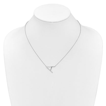14K Weißgold Seitlich Diamant Initiale A 18 Zoll Halskette