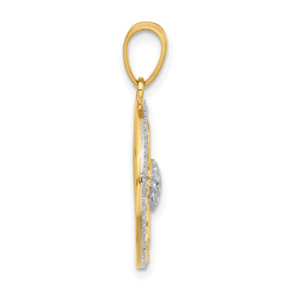 14K Gelbgold und Rhodium Anhänger "Sonne" mit Diamantschliff