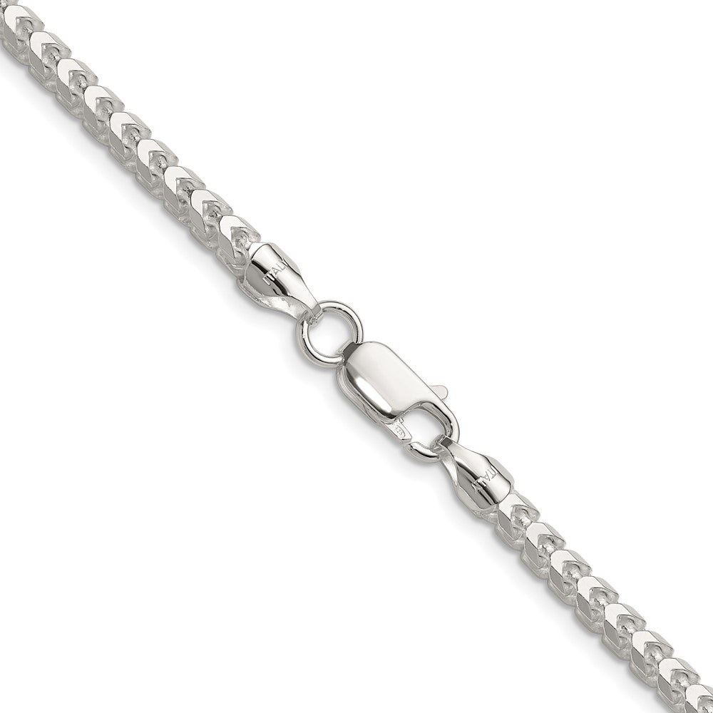Sterlingsilber 4.0mm Diamantiert Quadratisch Franco 30 Zoll Kette