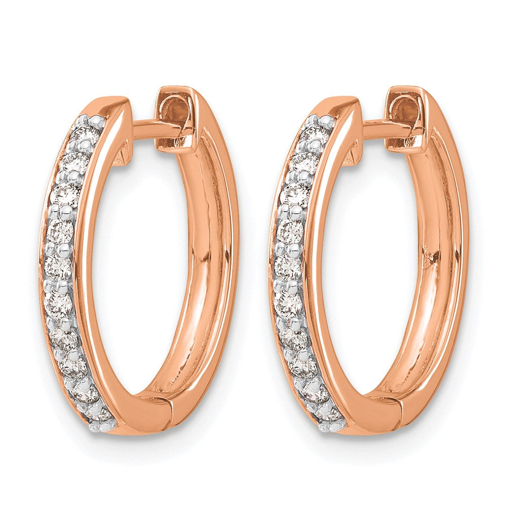 14K Roségold Creolen mit Klappscharnier und 0,25K Diamanten